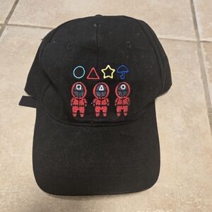 Black Cap with Red and Multicolor Embroidery